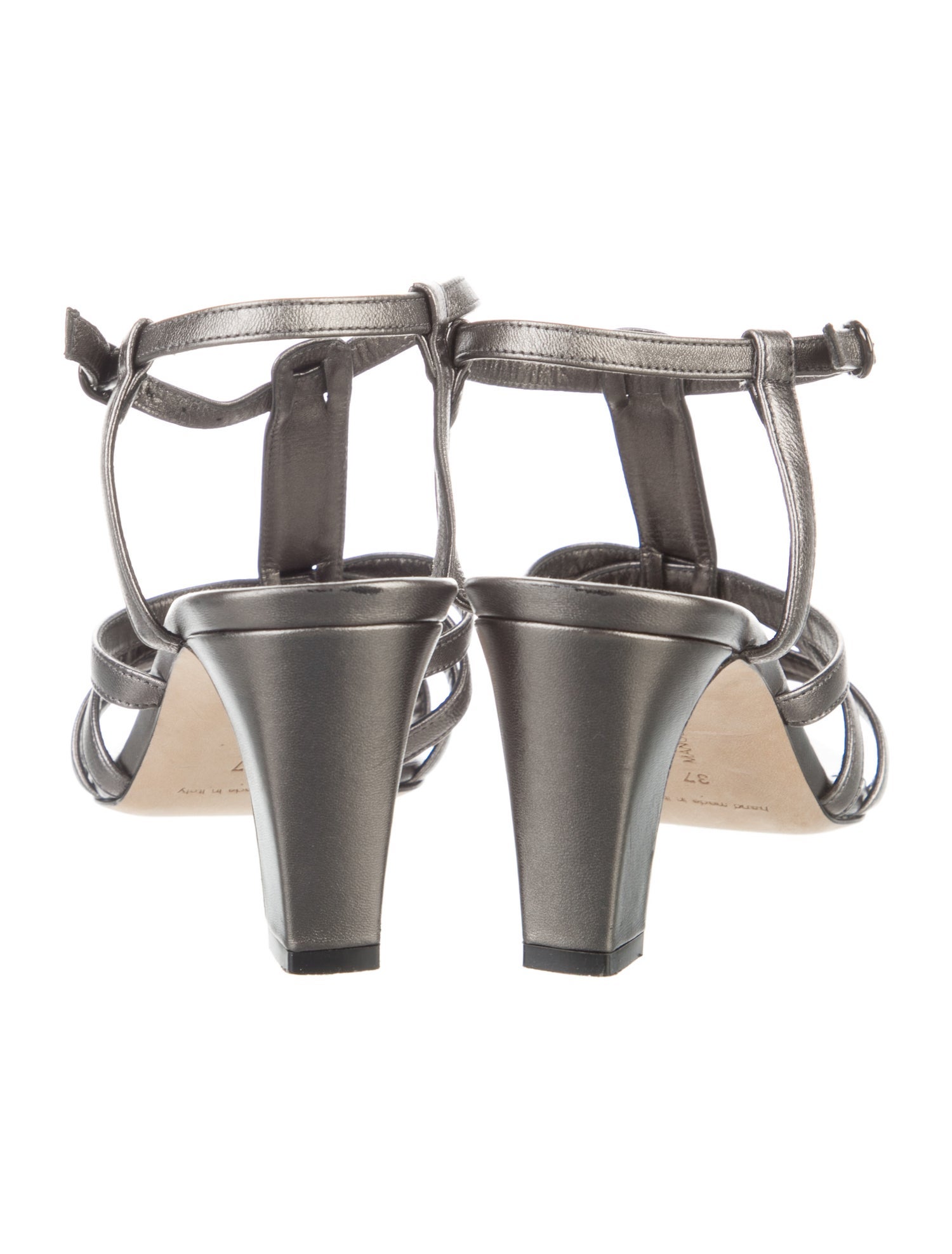 Manolo Blahnik Leather T-Strap Sandals